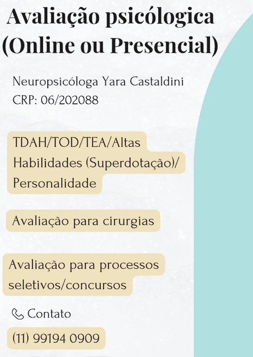 Informativo Avaliação Psicológica Yara Castaldini